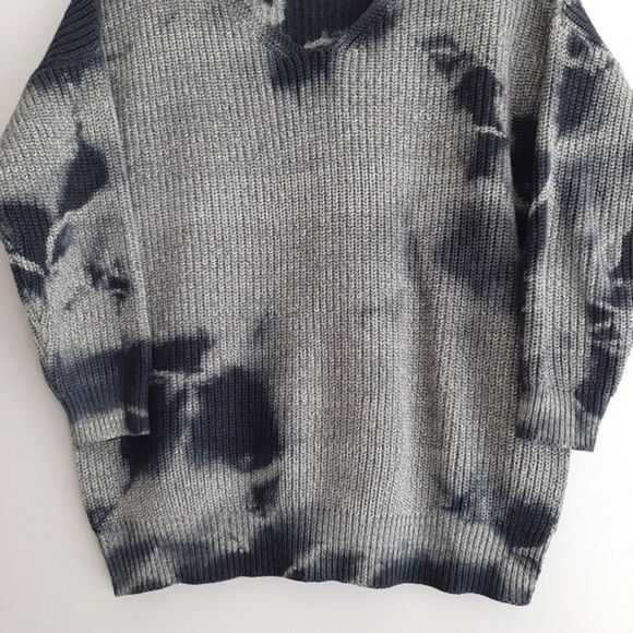 LINE / 100% Cotton Tie-dye Knit Sweater Grey & Navy Sz S - Picture 4 of 9